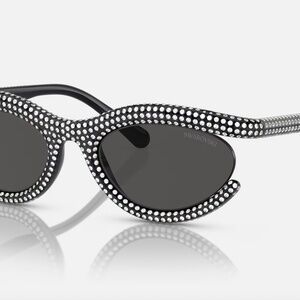 Swarovski crystal sunglasses -- Black, grey lenses, white crystals model SK6006